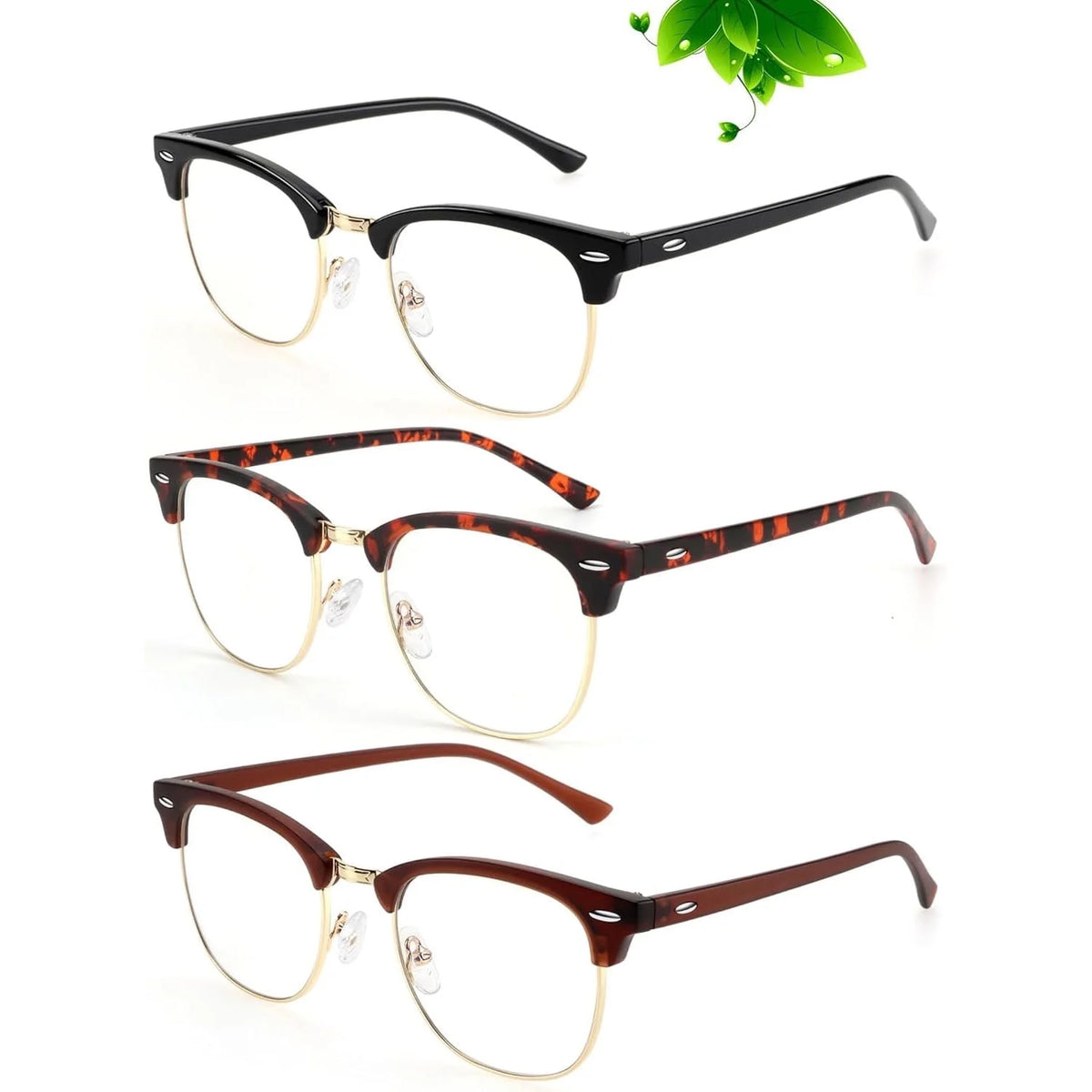 Blue Light Glasses Men Anti Eyestrain Lightweight Computer Gaming Blue Light Blocking Glasses for Women UV400 (3 Pack)