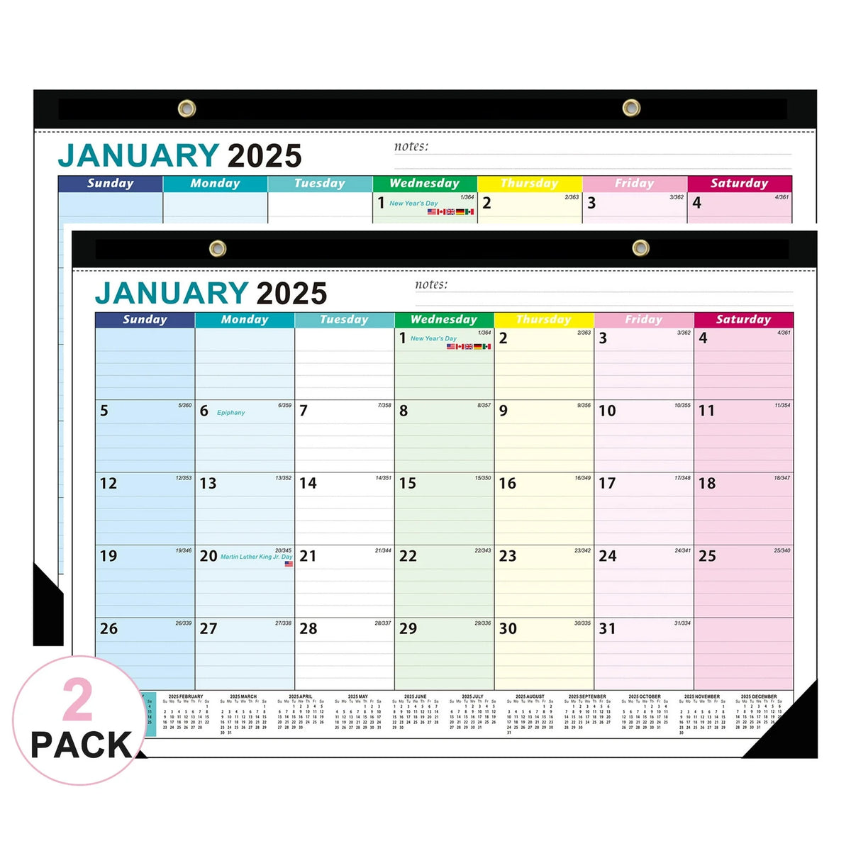 VINAUO 2 Pack Desk Calendar2025-2026, 18 Monthly Desk/Wall Calendar,17" x 12", Jan 2025 - Jul 2026, Thick Paper with Corner Protectors, for Home,School,Office