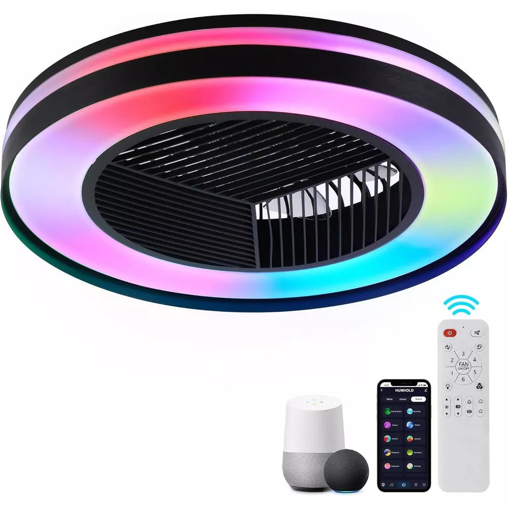 HUMHOLD 20 Inch Smart Modern Ceiling Fan with Lights and Remote/APP/Voice Control
