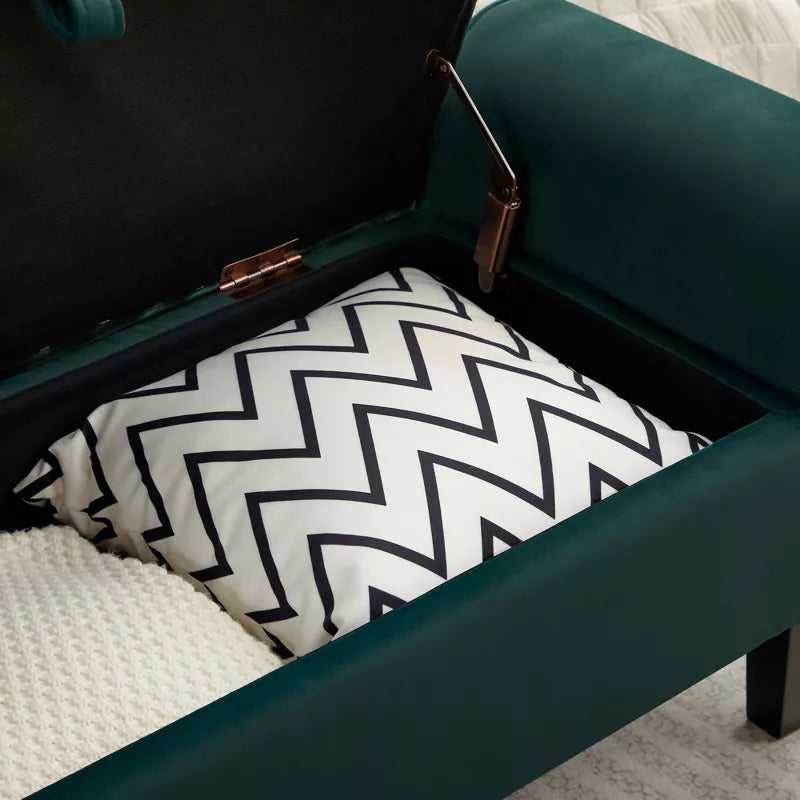 Hyleory Tufted Velvet Upholstered Storage Bench