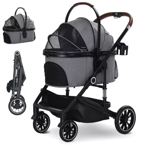 Kinder King 3-in-1 Pet Stroller for Dog, Folding Cat and Dog Stroller with Detachable Cradle