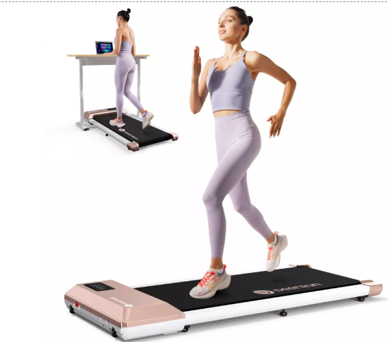 Deerrun Walking Pad , 300lbs Capacity Under Desk Treadmill, 0.6-3.8 Mph With PitPat APP, Smart Treadmills for Home Office