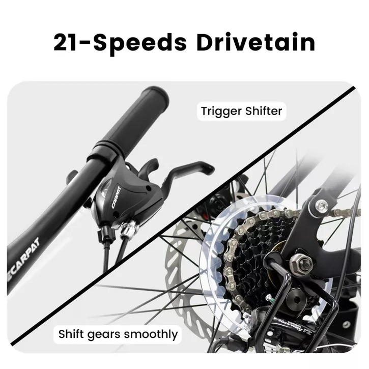 BestParts 26 Inch Mountain Bike for Adults Teens, 21-Speed Dual Suspension MTB Bicycle with Disc Brakes, Outdoor Commuting Trail Use, Black