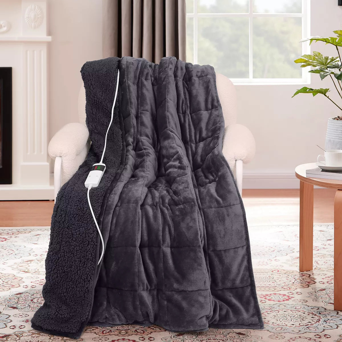 Inhand Heated Weighted Blanket - 13 lbs (50” x 60”) Large, Cozy and Soft Flannel, Fast Heat Throw Blanket with Auto Shut-Off Timer