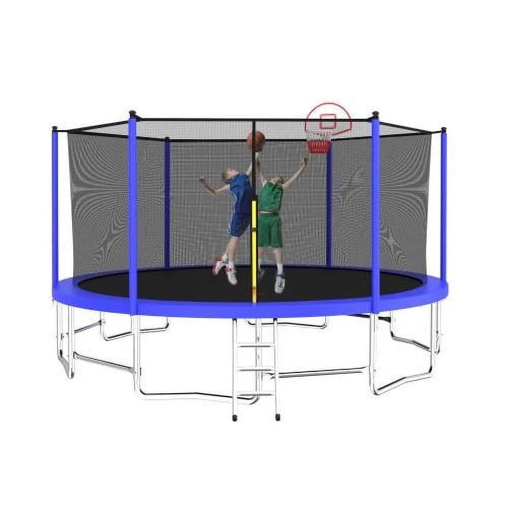Segmart Upgraded Round Recreational Trampoline with Enclosure Net and Ladder Trampoline, Blue, 16 ft