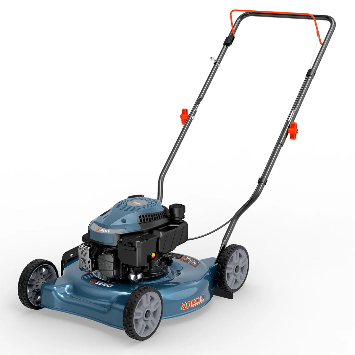 SENIX Gas Lawn mower, 20in, 144cc 4-Cycle Engine, Rear Wheel Drive, Steel Deck with Side Discharge, LSPG-L4