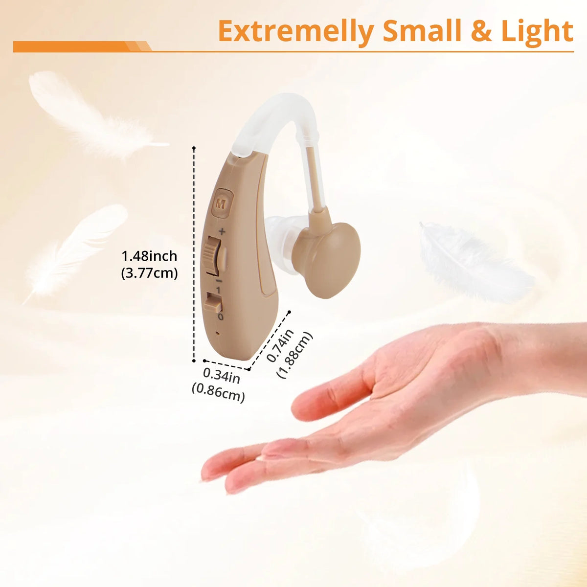 ELCTRTICI Rechargeable Hearing Aids for Adults - Adjustable Volume with Slide Control, 4 Noise Reduction Modes, 20H Long-Lasting Battery & Portable Charging Dock, Comfort Fit Beige Hearing Aids