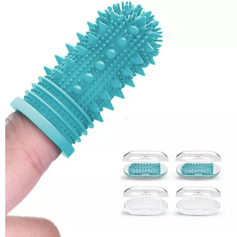 Belatt Dog Toothbrush 4-Pack, Finger Toothbrush for Dogs and Cats, Soft Silicone Bristles Dental Care, Plaque and Tartar Remover, Puppy Oral Cleaning