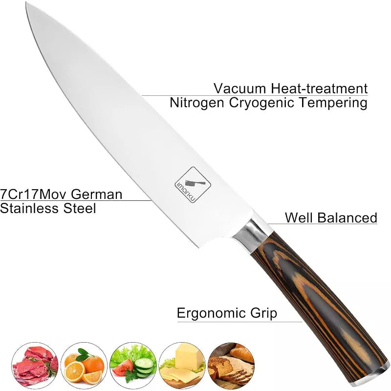imarku Chef Knife - Pro Kitchen Knife 8 Inch Chef's Knives Japanese SUS440A Stainless Steel Sharp Paring Knife with Ergonomic Handle