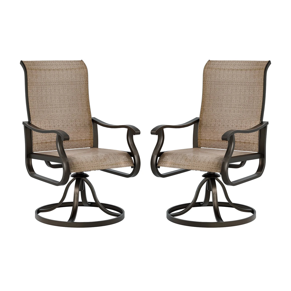 UDPATIO High Back Outdoor Dining Chairs Set of 2, All Weather Swivel Patio Chairs, Breathable Garden Outdoor Furniture for Backyard Deck