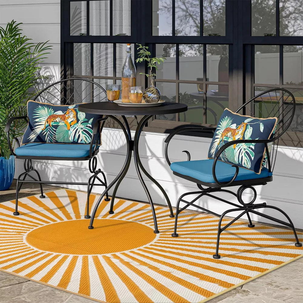 Lahome Sunshine Outdoor Durable PP Area Rug-Weather-Resistant Carpet for Patio, Deck, or Garden