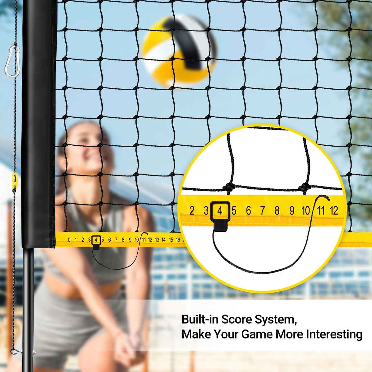 JASCOPRO Volleyball Net System Set for Backyard, 32*8 Feets, Three Heights Adjustable