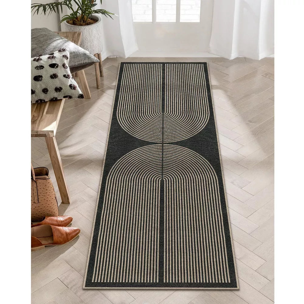 Lahome Modern Rainbow Jute Washable Outdoor Area Rug-Soft, Durable Carpet for Patio, Garden, or Balcony