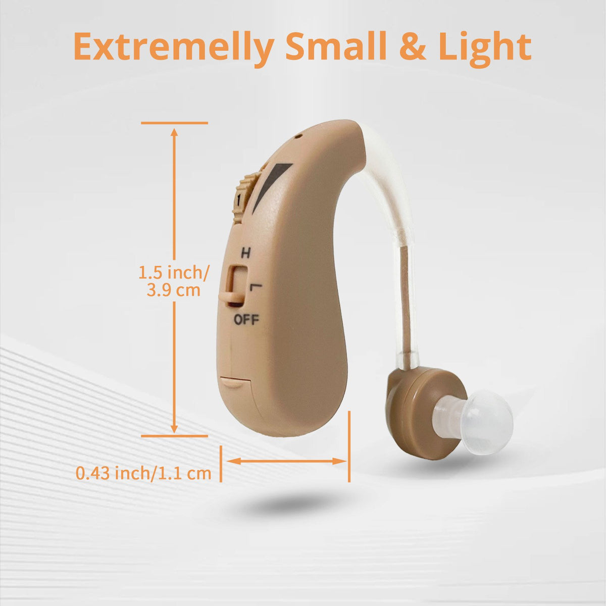 ELCTRTICI Hearing Aid for Adults, Noise-Cancelling Hearing Aid, Replaceable Battery, Lightweight & Comfortable, Single (Beige)