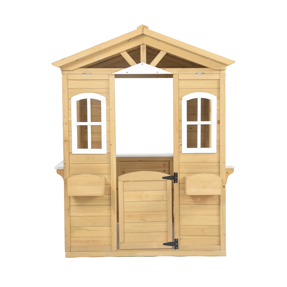 Outdoor Playhouse Wooden Playhouses for Toddlers Ages 4-8 with Flowerpot Holder, Mailbox, Outdoor Toy Playset for Kids Gift outside or inside, 39" L x 38"L x 55.5" L