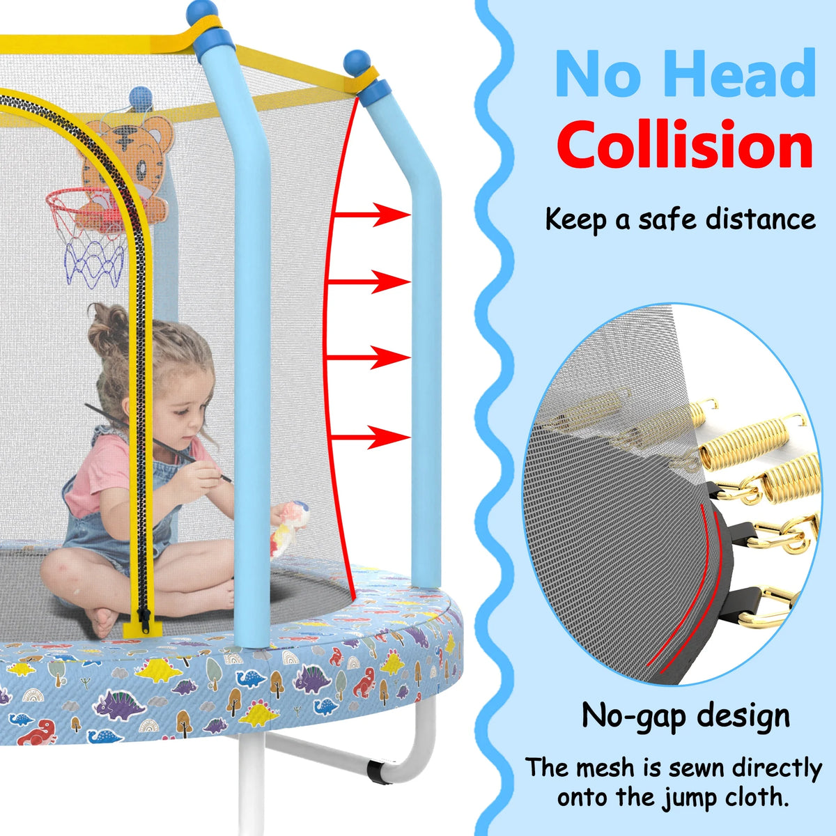 55" Toddler Trampoline with Safety Enclosure Net, SEGMART Upgraded Kids Trampoline with Balls, Indoor Outdoor Mini Trampoline Birthday Gifts with No Gap Design for Kids Ages 1-8