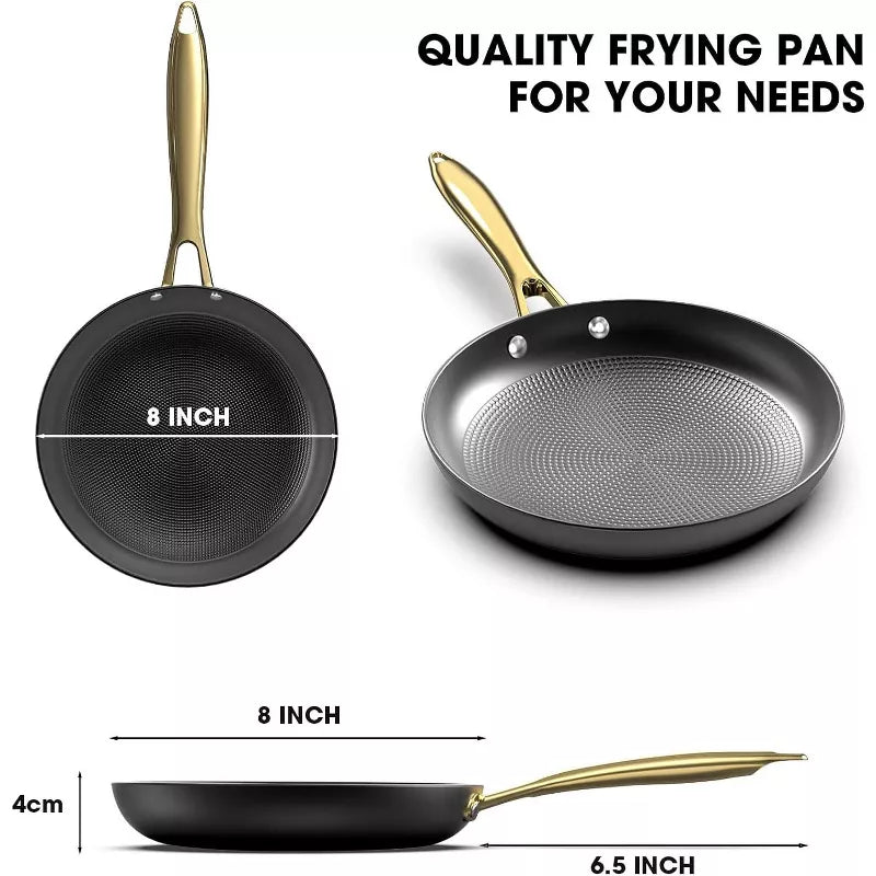 Non Stick Frying Pans, Nonstick Cast Iron Skillets 3 Pcs - 8 Inch, 10 Inch and 12 Inch Nonstick Frying Pan Set