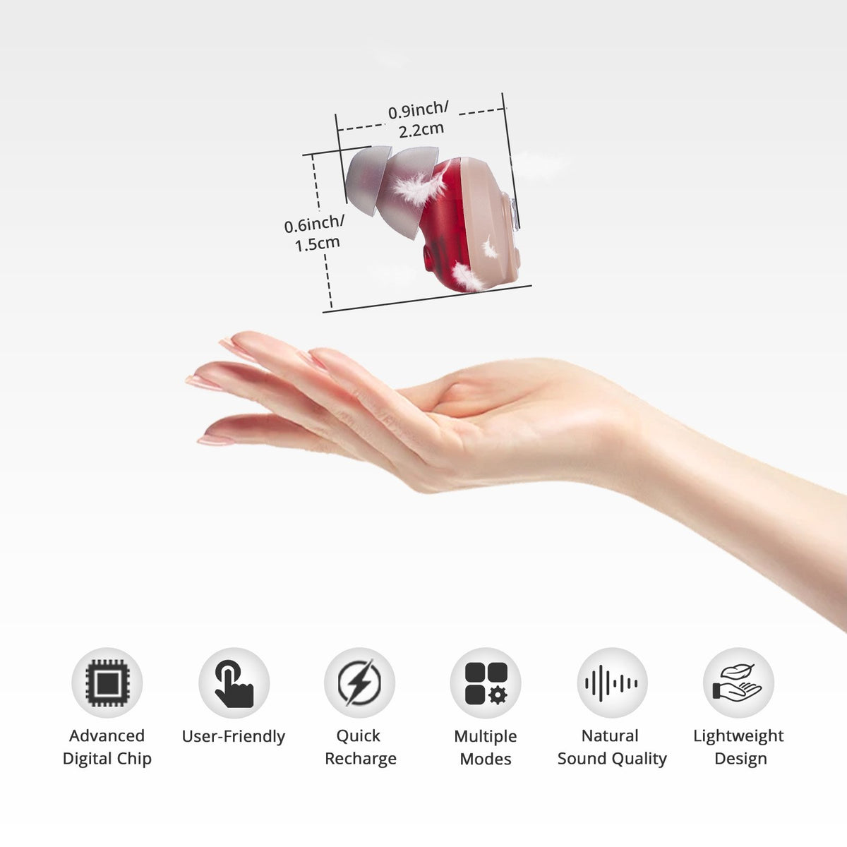 ELCTRTICI Hearing Aids for Seniors, Rechargeable Hearing Aids with Portable Charging Case, Noise Cancellation, Lightweight & Invisible Design (Beige)
