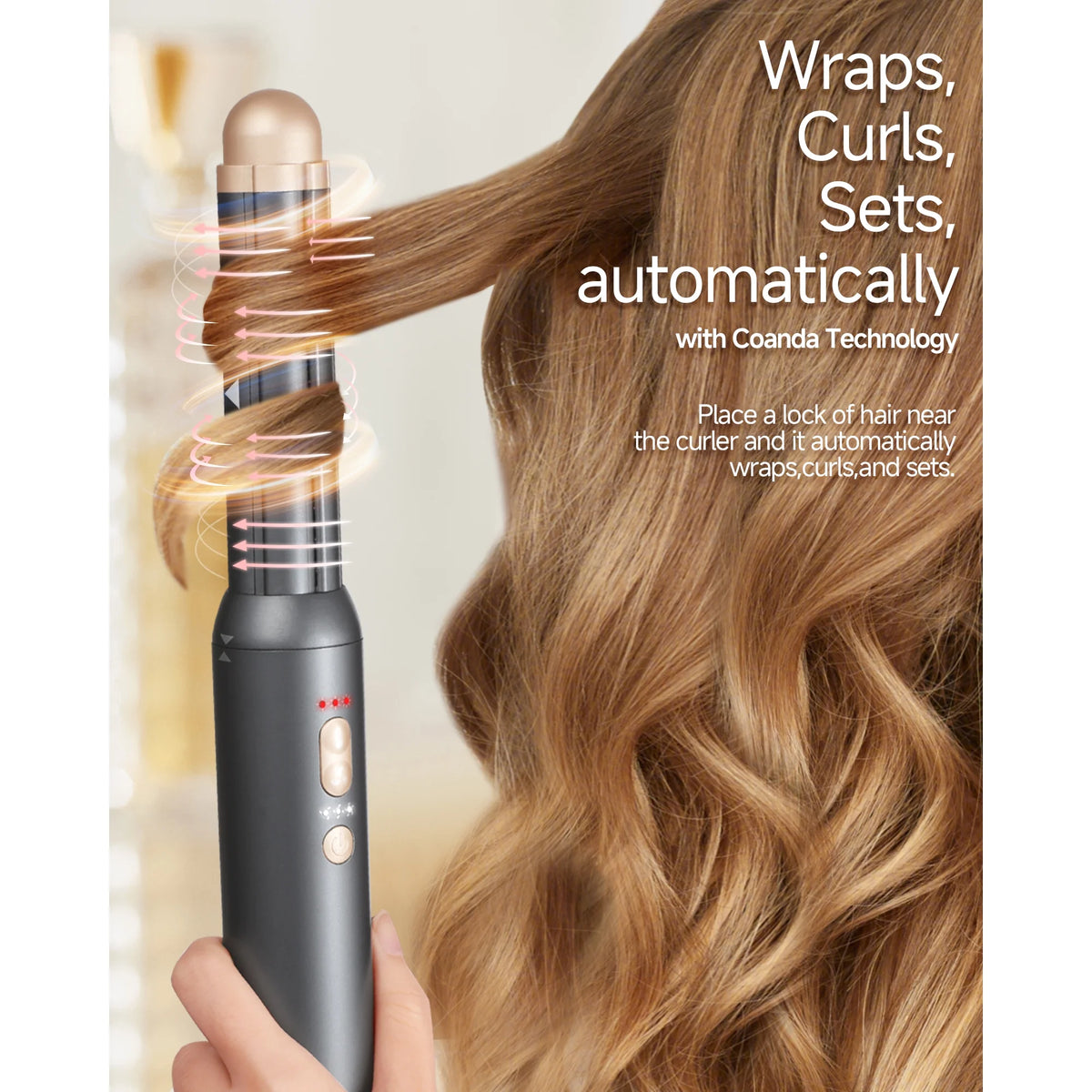 WindBlow 6-in-1 Hot Air Brush, Professional 110,000 RPM Hair Styler with Auto-Wrap Curlers, Hair Curl & Straightener, High Speed Hair Dryer Brush and Nozzle