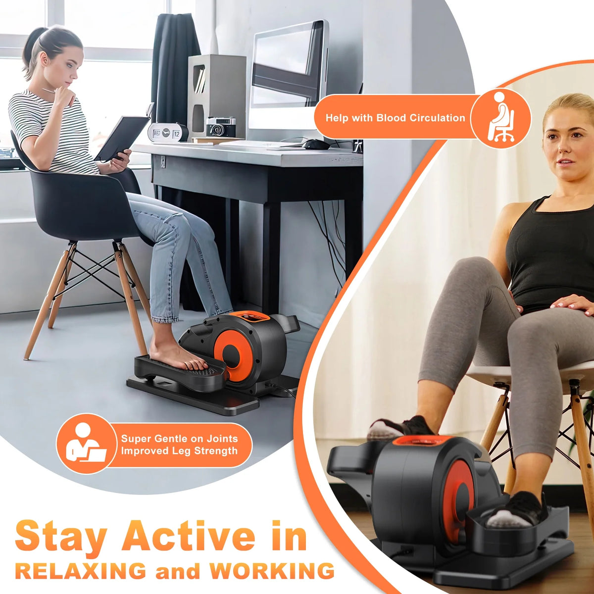 Funslim Under Desk Elliptical Machine, Leg Exerciser for Seniors Fully Assembled, Quiet & Portable Electric Seated Pedal Exerciser with Remote Control & 12 Adjustable Speeds