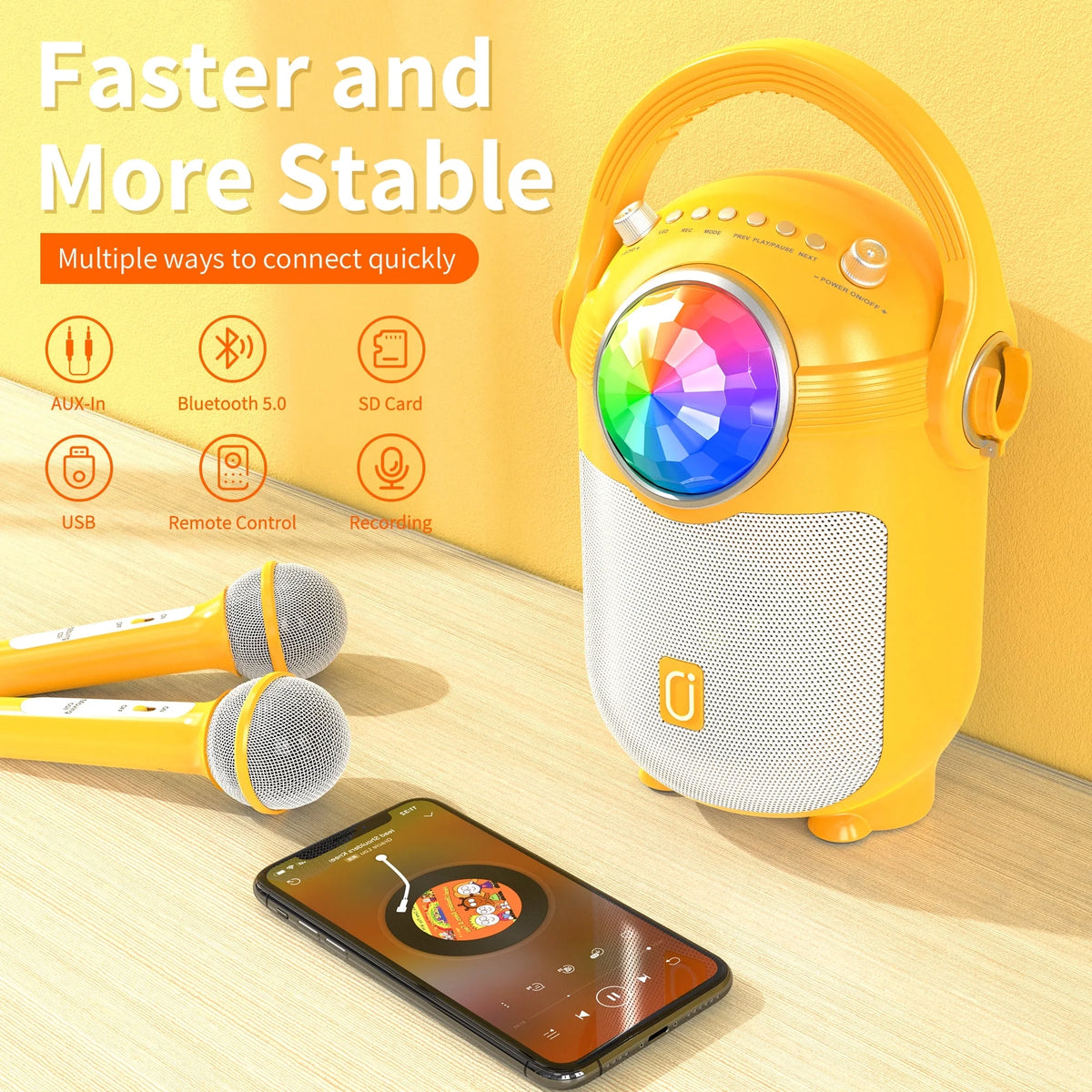 JYX Mini Karaoke Machine for Kids, Portable Bluetooth Speaker with Karaoke Microphones, Singing Machine Karaoke System