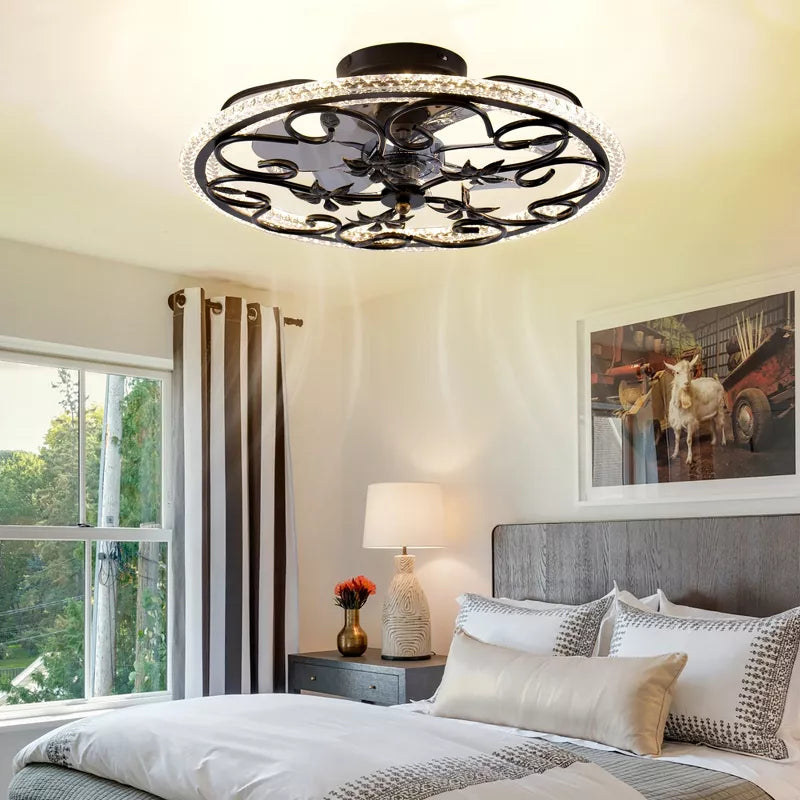 HBEZON 20  Flush Mount Ceiling Fan with Lights and Remote, 3 Mode Lights, 6 Speeds, Dimmer, for Bedroom, Kitchen, Dining Room