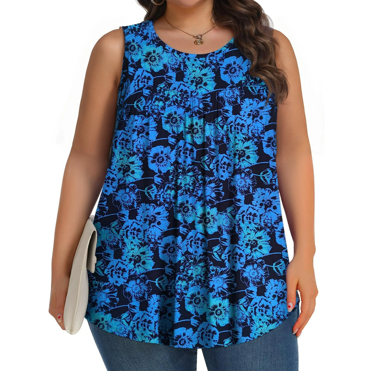 Fantaslook Plus Size Tank Tops for Women Tunic Sleeveless Shirts Dressy Casual Floral Blouses Loose Summer Tops