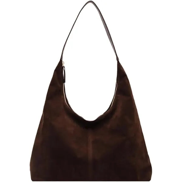 Trendy Faux Suede Shoulder Purse Bag Women Tote Hobo Purses Handbag Bags Coffee