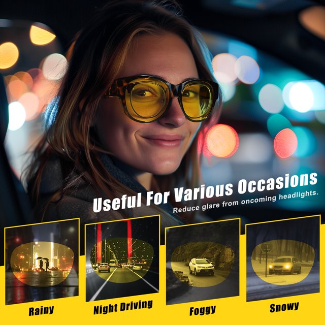 TINHAO Night Vision Driving Glasses Glare Reducing Fit Over Glasses for Men Women Polarized Nighttime Glasses