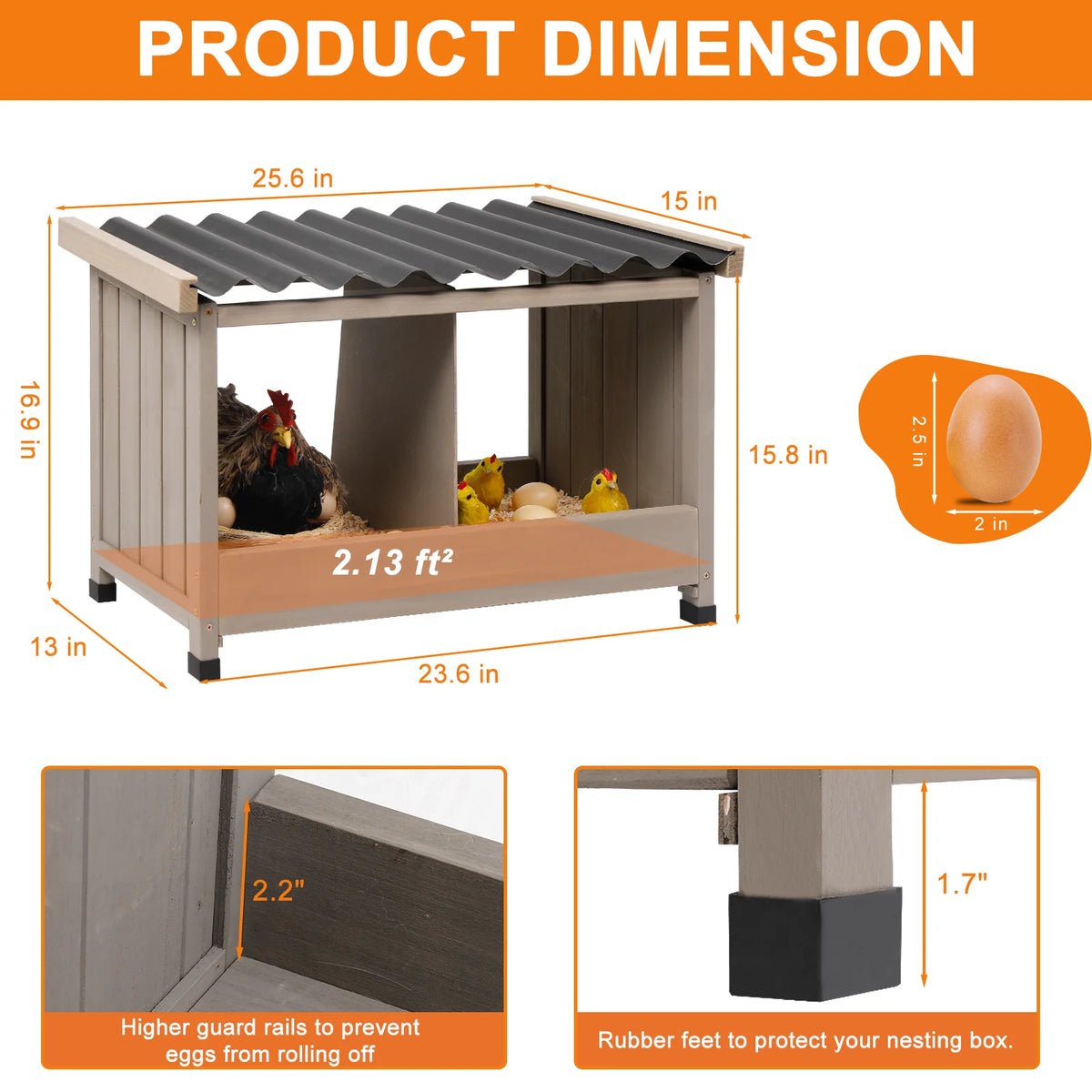 PETSCOSSET Nesting Boxes for Chickens, Double Nesting Box with PVC Roof