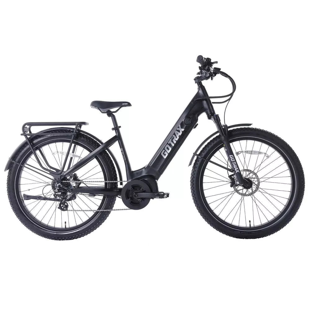 GOTRAX Adult MX1 Mid Drive 27.5" Step Through Electric Hybrid Bike - Black