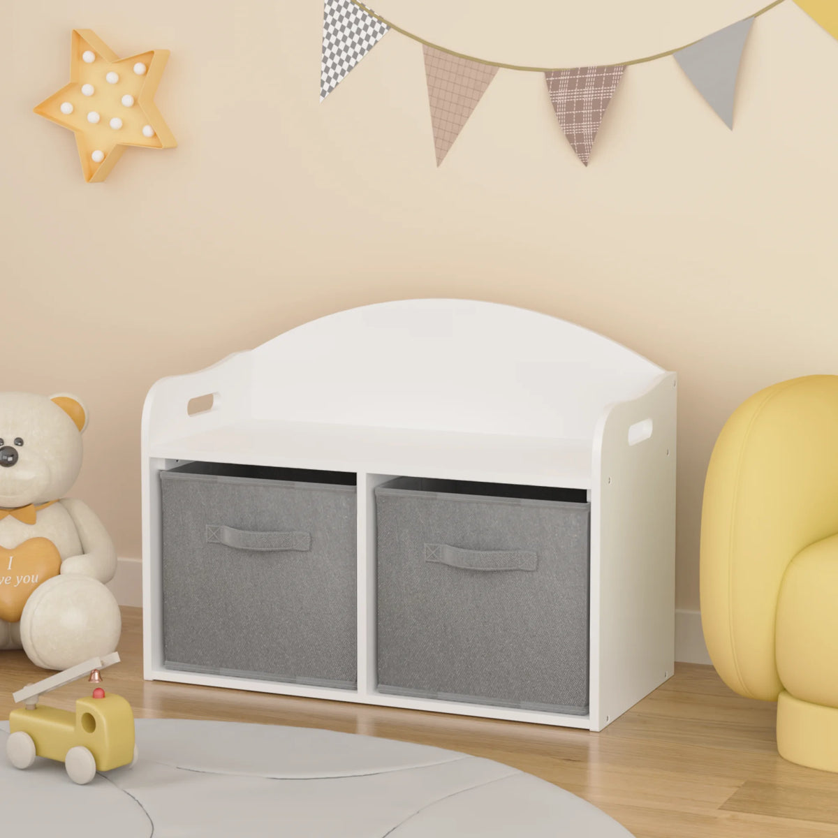 Seizeen Toy Storage Organizer For Boys&Girls, Multi-functional Storage Cabinet, Toy Chest with Seat Bench