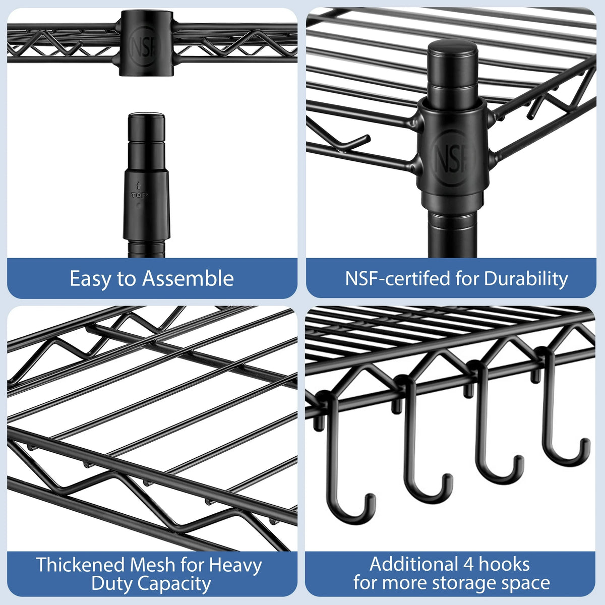 TrumanPick 5-Tire Heavy Duty Storage Shelves, Adjustable Wire Shelving Unit for Garage Kitchen,Storage Rack Load1250 lbs, 24"W*18"D*72"H, Black