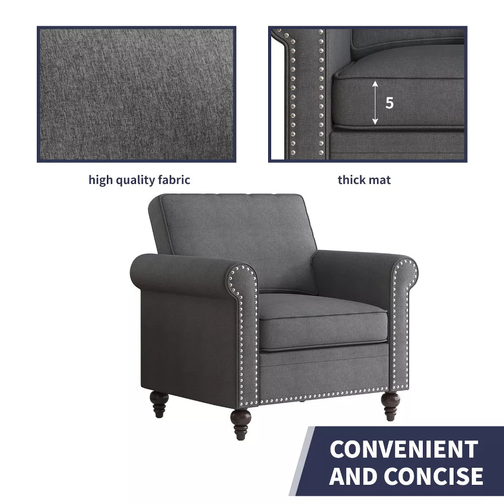 Mjkone 2-Piece Living Room Set，3-Seater Sofa Couch&Single Sofa Chair