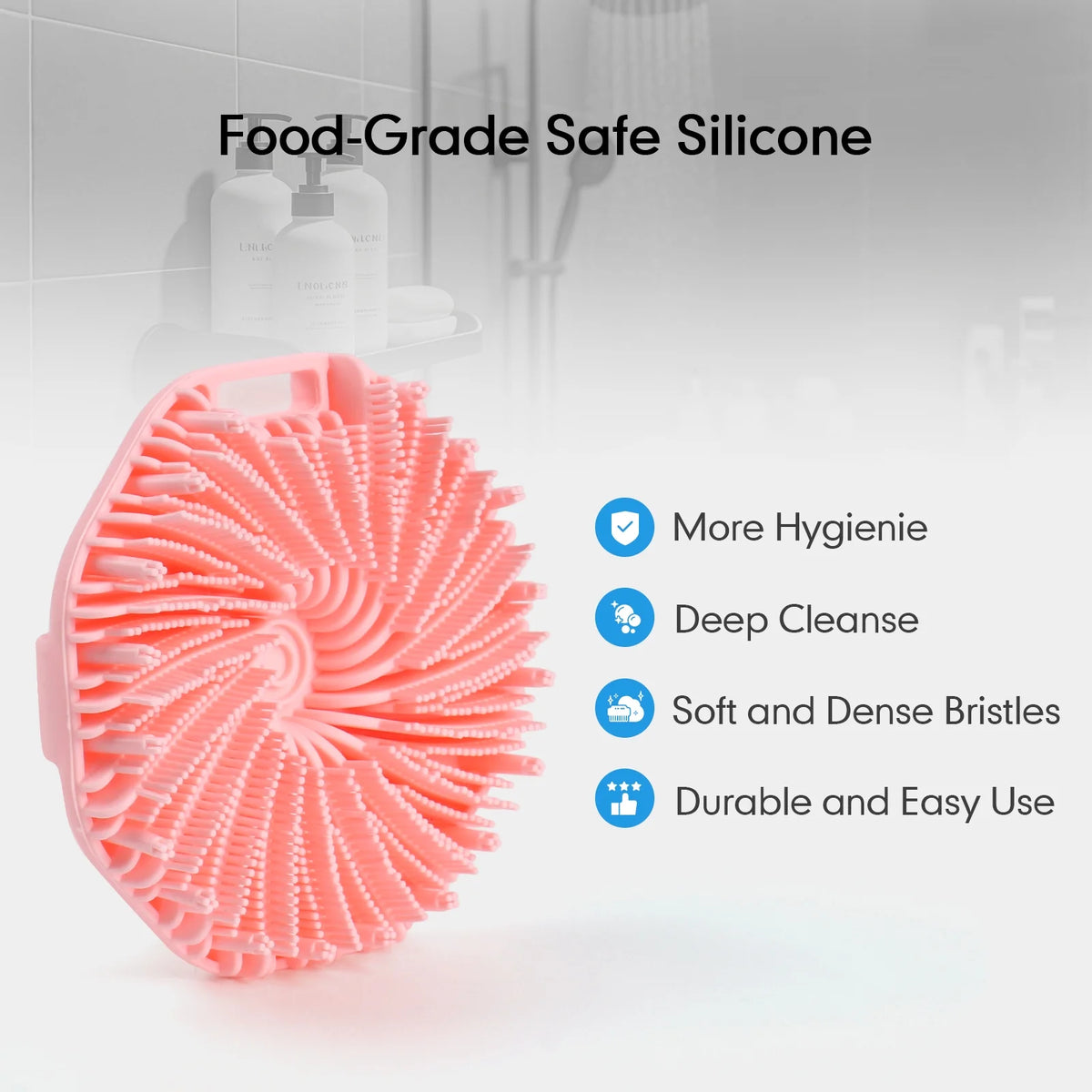 Okaka Silicone Body Scrubber Exfoliating Shower Bath Brush 2 Pack (Grey & Pink)