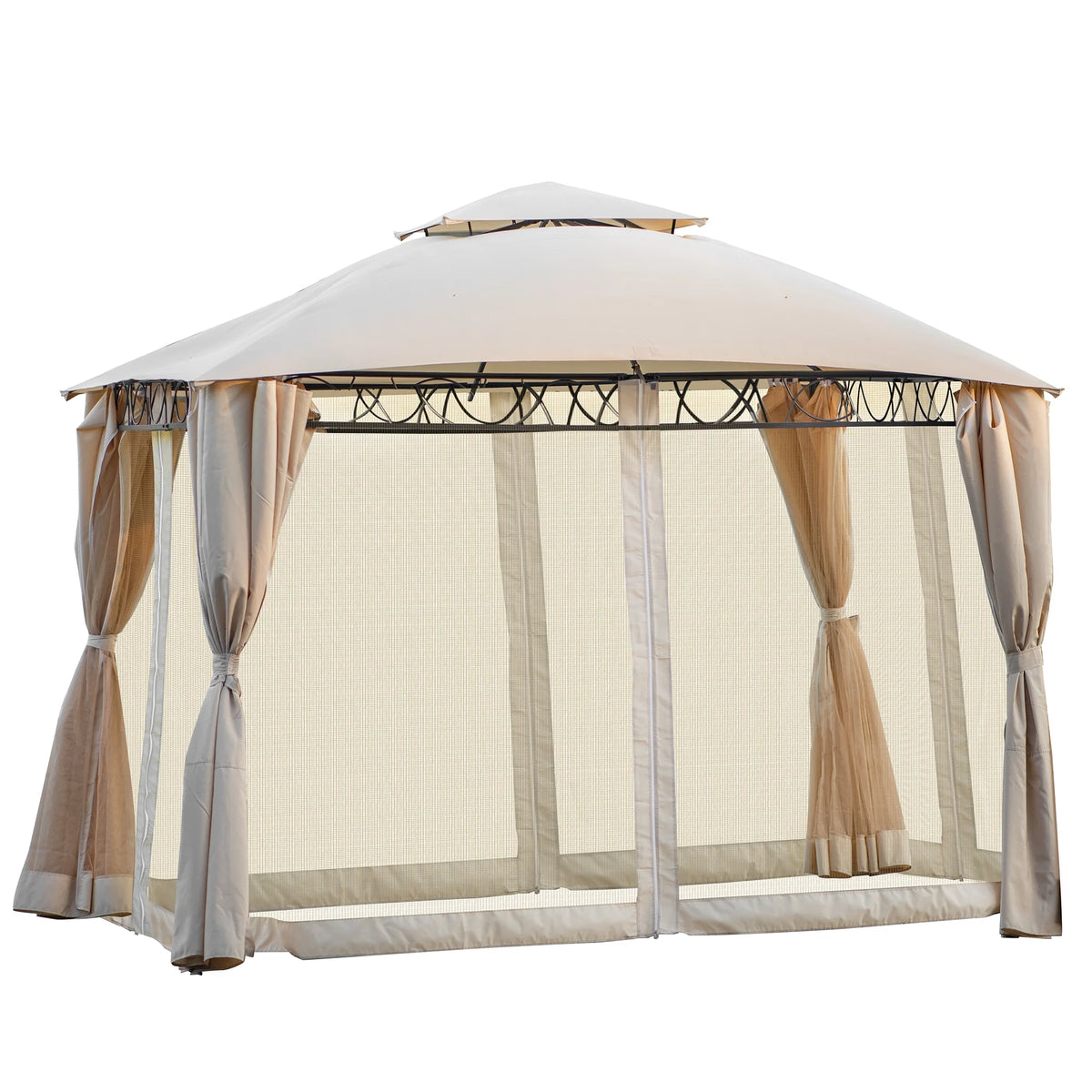 Grill Gazebo Party Canopy Tent, SEGMAT BBQ Garden Canopy with 4 Zippered Mesh Curtains and Double Layer Top, Water and UV-Resistant Polyester Party Activities Center Canopy for 5-6 Person, S9651