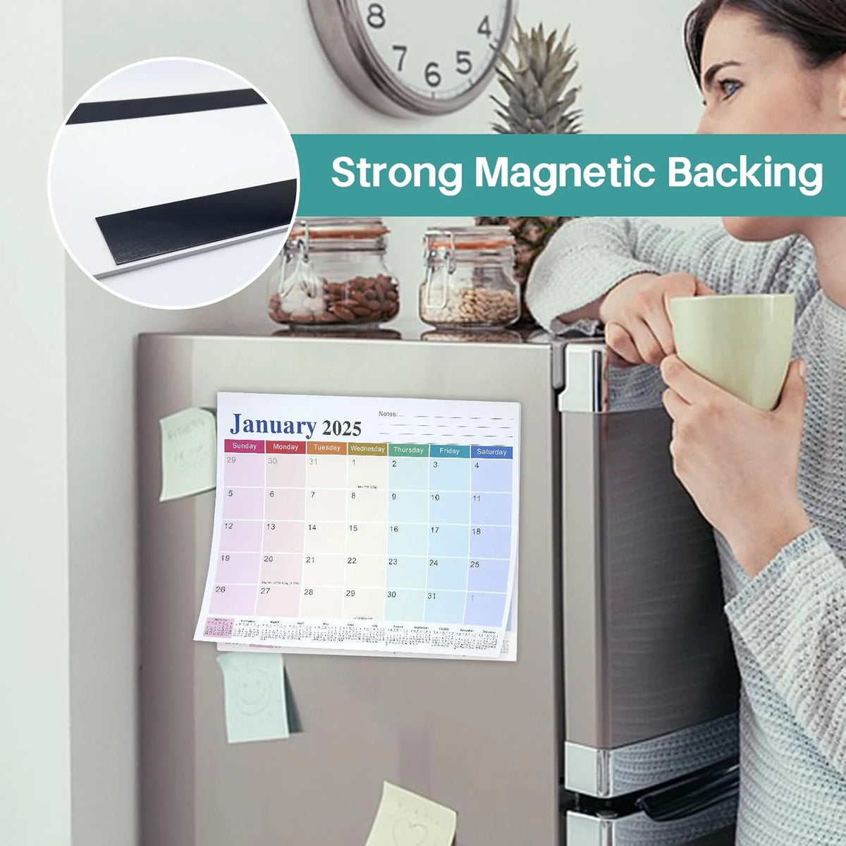 VINAUO 2025 Magnetic Calendar for Refrigerator, 11"x10" Fridge Calendar Magnet Runs Until June 2026, 18 Monthly Refrigerator Calendar for Easy Organization