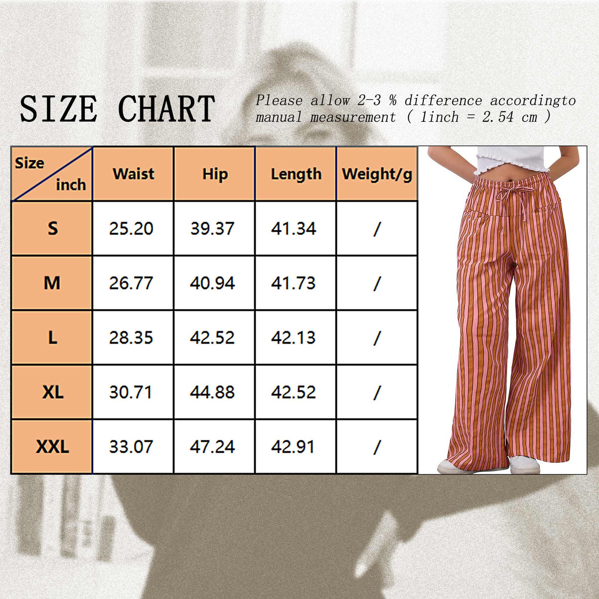 TEMOFON Womens Wide Leg Pants Drawstring Striped Trousers Loose Casual High Waist Pants Comfy gingham pants with Pockets