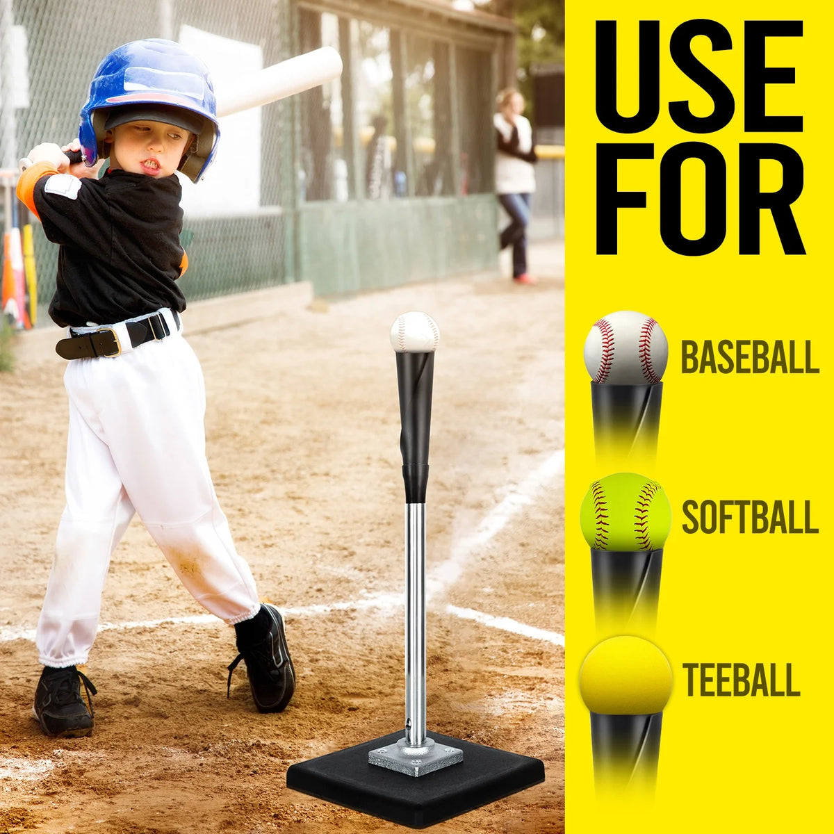 JASCOPRO Portable Batting Tee for Baseball, 25-37" Adjustments Easy Transport Premium Baseball Tee