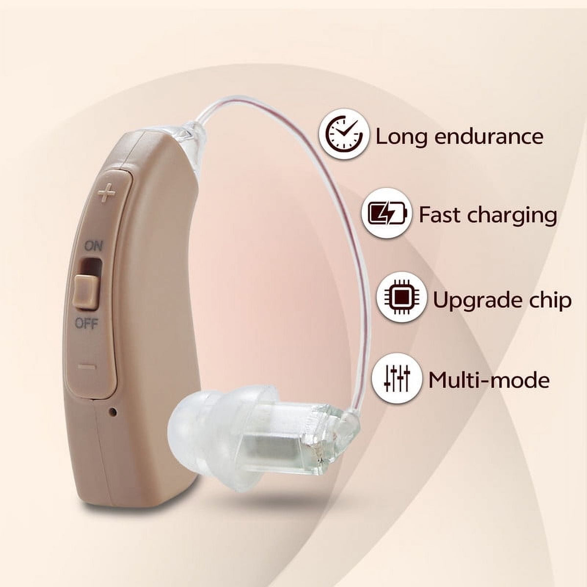 ELCTRTICI VHP-1704 Hearing Aid for Adults, Rechargeable Hearing Aid, Beig