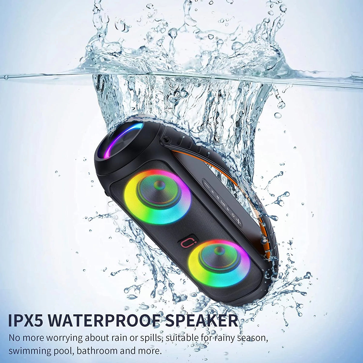 FanFun Karaoke Machine with 2 Microphones for Aldult, Waterproof Wireless Speaker with DJ Lights, Portable Bluetooth Speaker with 40W Power Dual Subwoofer for Pool Beach Party