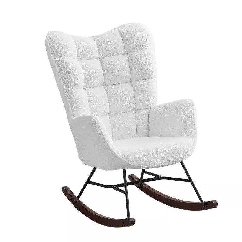 Hyleory Modern Rocking Chair, Teddy Velvet Upholstered Accent Chair