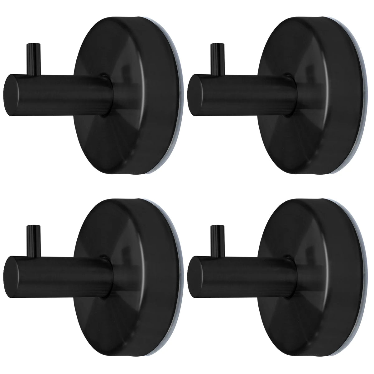 stusgo 4 Pack Towel Hooks Suction Cup Hooks for Bathroom Rustproof No Drill Hooks(Matte Black)