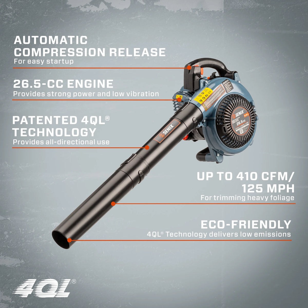 SENIX COMPACT POWER BLOWER 4 Cycle Dual Grip 4QL Leaf Blower  Standard Form