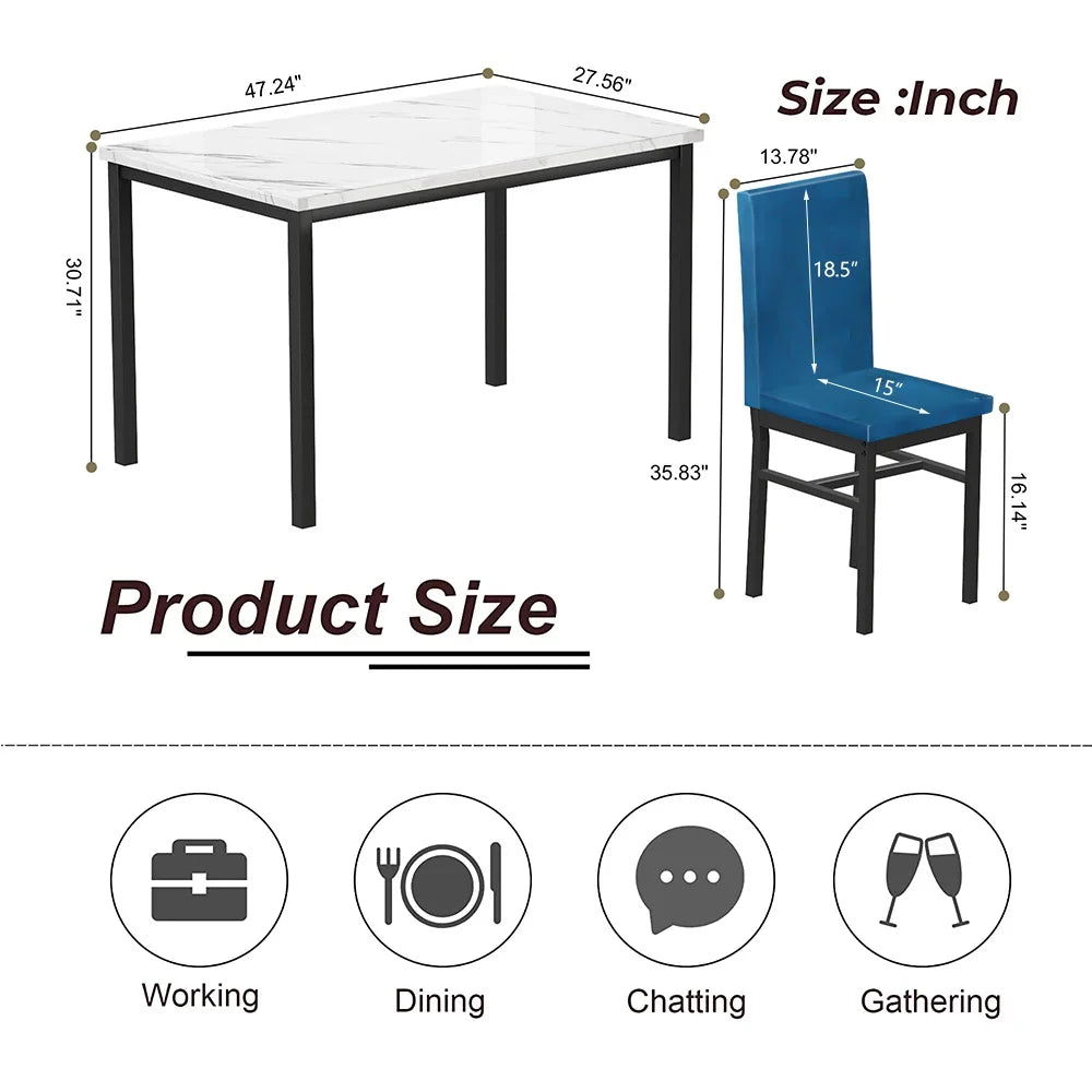 SEGMART Dining Table with 4 High-back Upholstered Chairs, Modern Dinette Set, Dining Table & Chairs Set for 4 Persons, Small Home Kitchen Dining Table Set, Ideal for Apartment Breakfast Nook