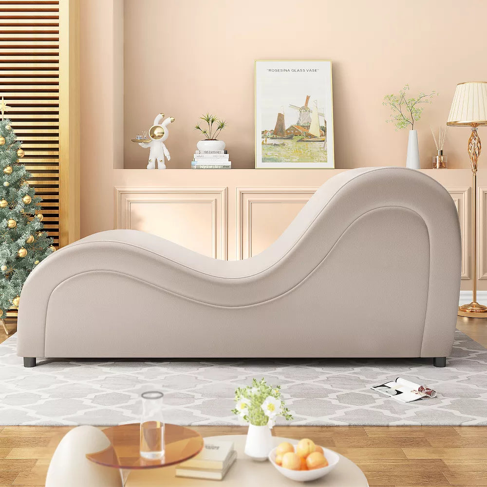 Mjkone Yoga Chair, Faux Leather Yoga Chaise with Padded Sponge