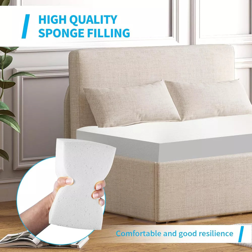 Mjkone Queen Size Pull Out Sofa Bed, 2-in-1 Modern Pull Out Linen Sleeper Sofa Couch