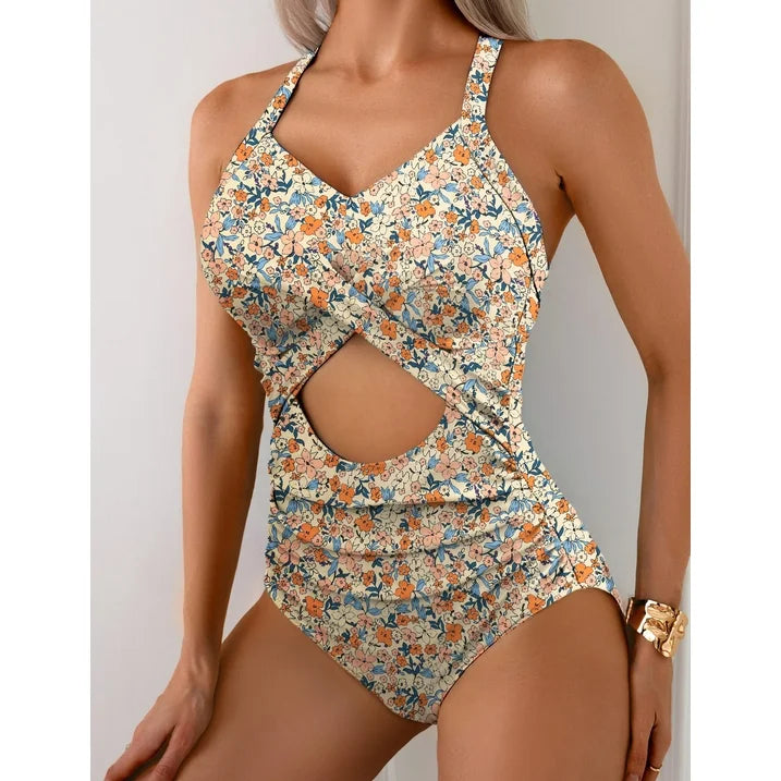 a.Jesdani Women's One Piece Swimsuits Tummy Control Cutout High Waisted Bathing Suit Wrap Tie Back Swimsuit 1 Piece