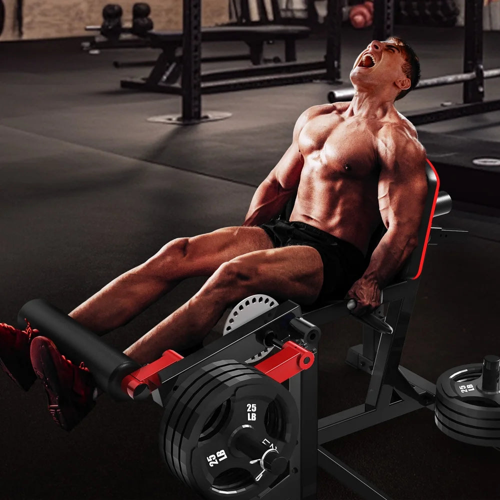 Leg Extension and Curl Machine, Adjustable Leg Machine with Elbow Cushion, Leg Extension and Curl Bench for Home Gym
