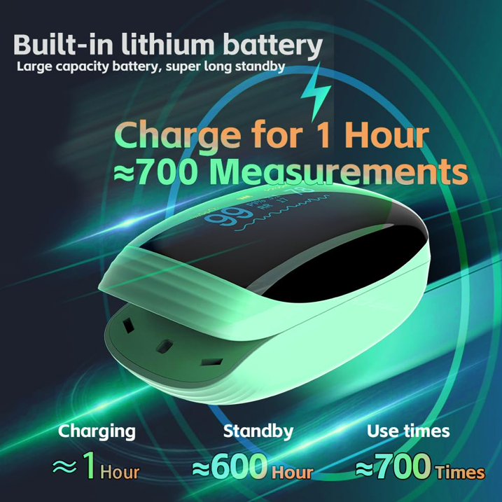SUWU Rechargeable Pulse Oximeter Fingertip Oxygen Monitor Fingertip with SpO2 Pulse Rate and PI RR OLED Precision Fast Oximeter SpO2 Reading Outdoor Sports Home (Green)
